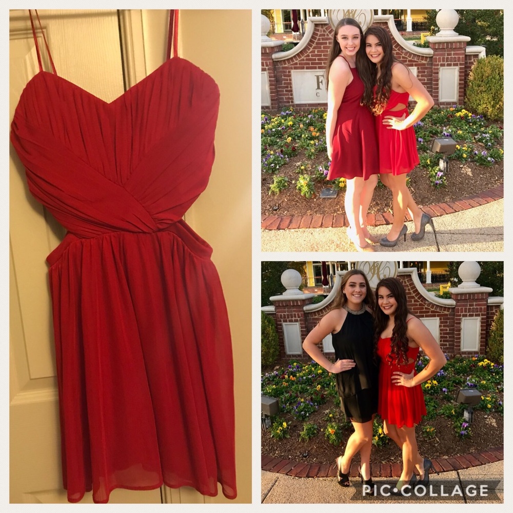 Red, semi-formal dress
